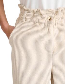 Naf Naf Pantalon Crema efecto pana