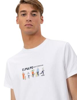 El Pulpo Camiseta Estampado People Routine Blanco