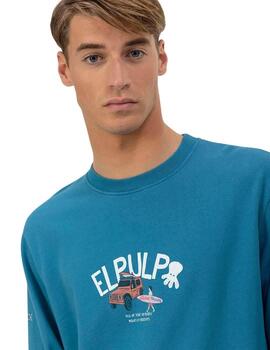 El Pulpo Sudadera Estampado Surfer Azul Zafiro