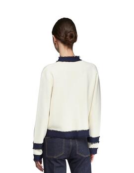 Vilagallo Punto CARDIGAN BICO ECRU NAVY BICOLOR