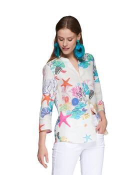 Vilagallo Camisa JULIET MOTIVOS MARINOS LINO