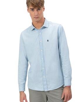 El Pulpo Camisa Cuello Italiano Denim Índigo Bleac