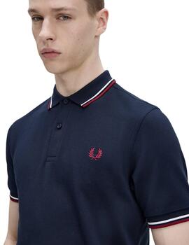 Fred Perry  Polo Nvy/Swht/Bntred