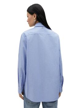 Lola Casademunt Camisa De Rayas Strass Azul-Blanco