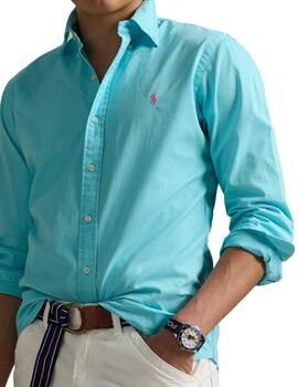 Ralph Lauren Camisa de sarga Custom Fit Azul