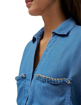 Salsa Jeans Camisa Azul Lightdenim con bolsillos