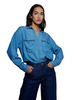 Salsa Jeans Camisa Azul Lightdenim con bolsillos