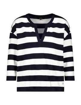 Monari Jersey Blouse Deep Ocean Striped