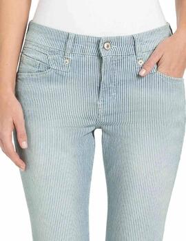 Mac Pantalones Rich Slim Cool River Blue Striped