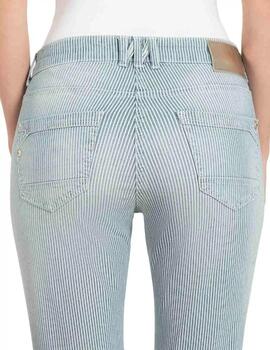 Mac Pantalones Rich Slim Cool River Blue Striped