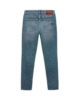 Gas Pantalones 5 Pockets Sax Zip Rev Stone Wash M