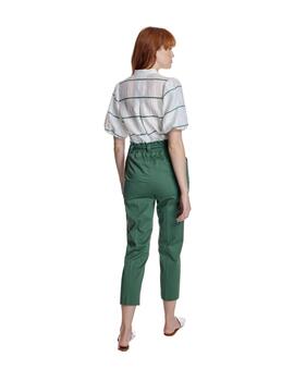 Alba Conde Blusa Blanca rayas verdes