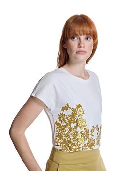 Alba Conde Camiseta Blanca Estampado floral