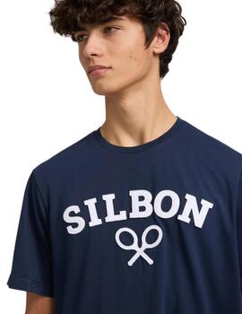 Silbon Camiseta Silbon Raqueta Media Azul Marino