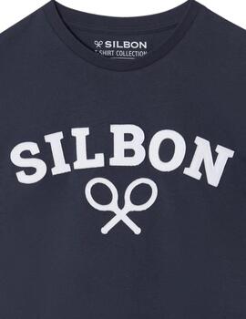 Silbon Camiseta Silbon Raqueta Media Azul Marino