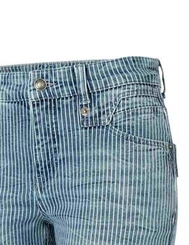 Mac Pantalones Rich Slim Blue Stripes Destroyed