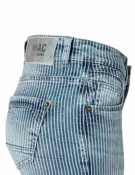 Mac Pantalones Rich Slim Blue Stripes Destroyed