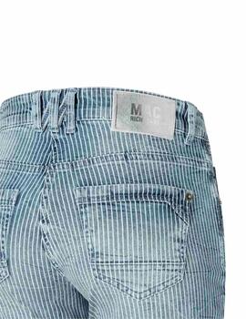 Mac Pantalones Rich Slim Blue Stripes Destroyed