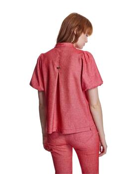 Alba Conde Blusa Roja mangas abullonadas