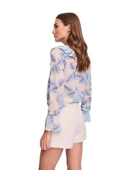 Gaudi Blusa en georgette azul estampada