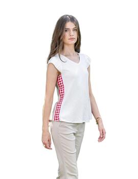 Hongo Blusa bicolor detalle lateral rosa