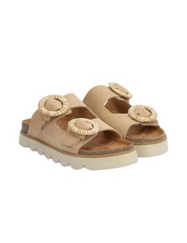 Noname Sandalia Sandy Slap W Suede Camel