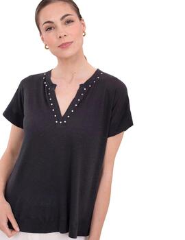 Anna Mora Camiseta de lino Gris oscura