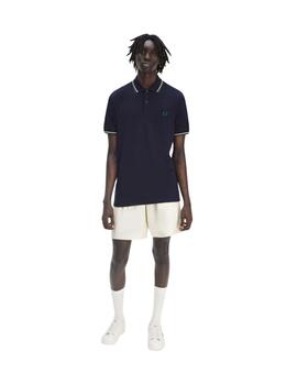 Fred Perry Polo Azul marino logo verde
