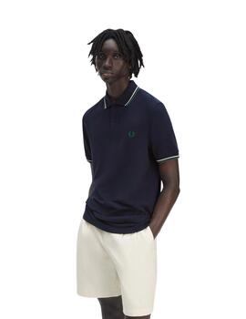 Fred Perry Polo Azul marino logo verde