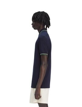 Fred Perry Polo Azul marino logo verde