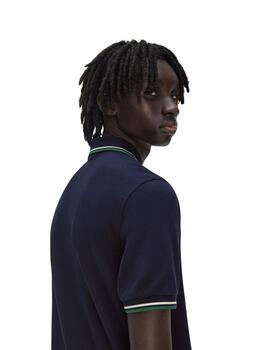 Fred Perry Polo Azul marino logo verde
