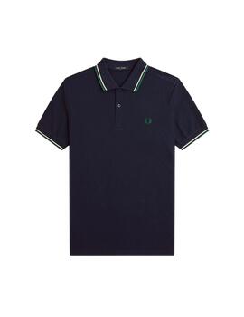 Fred Perry Polo Azul marino logo verde
