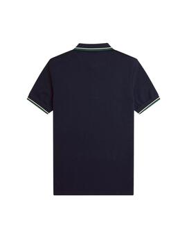 Fred Perry Polo Azul marino logo verde
