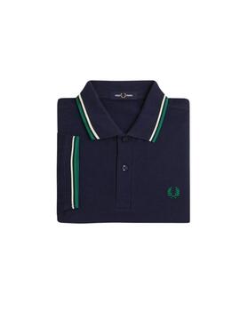 Fred Perry Polo Azul marino logo verde