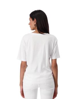 Monari Camiseta Blanca flores azules