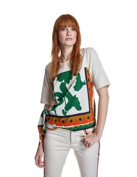 Alba Conde Camiseta estampada con mangas en crudo