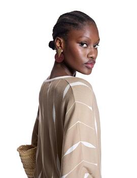 Alba Conde Jersey de punto beige con detalles