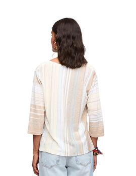 Aldo Martins Jersey manga 3/4 crudo a rayas