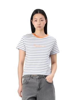Pepe Jeans Camiseta de rayas Azul blanco y naranja