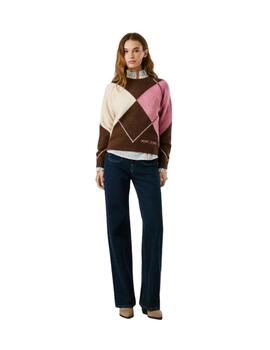 Pepe Jeans Jersey Cecily Marrón, rosa y blanco