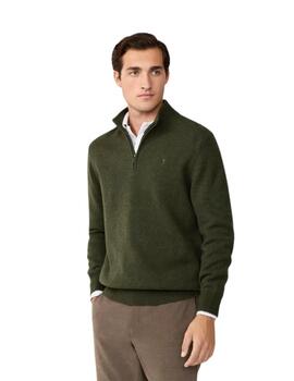 Hackett Jersey de lana media cremallera Verde