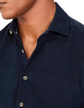 Hackett Camisa de pana canalé fit tailored Azul