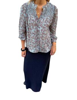 Indi & Cold Camisa Bordado Smock Agua