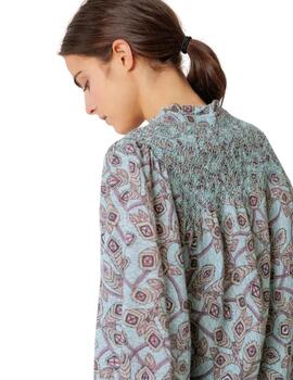 Indi & Cold Camisa Bordado Smock Agua