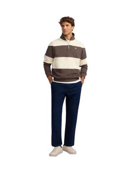 Silbon Sudadera Media Cremallera Raya Ancha Marrón