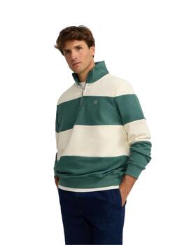 Silbon Sudadera Media Cremallera Raya Ancha Verde