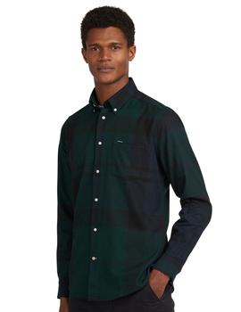 Camisa Barbour Cuadros Verde y Negra Para Hombre
