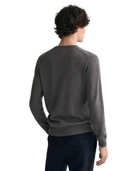 Gant Jersey Superfine Lambswool V-Neck Charcoal Me