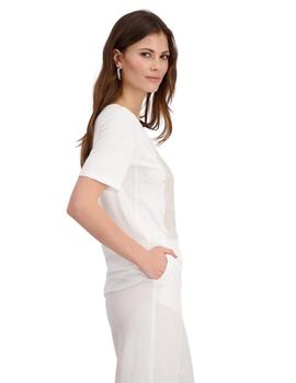 Monari T-Shirt Off-White con letras de lentejuelas 