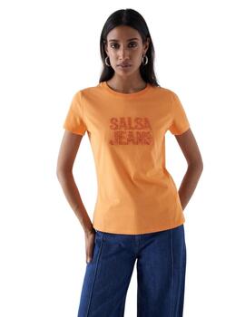 Salsa Jeans CAMISETA CON BRANDING DE ABALORIOS Naranja 